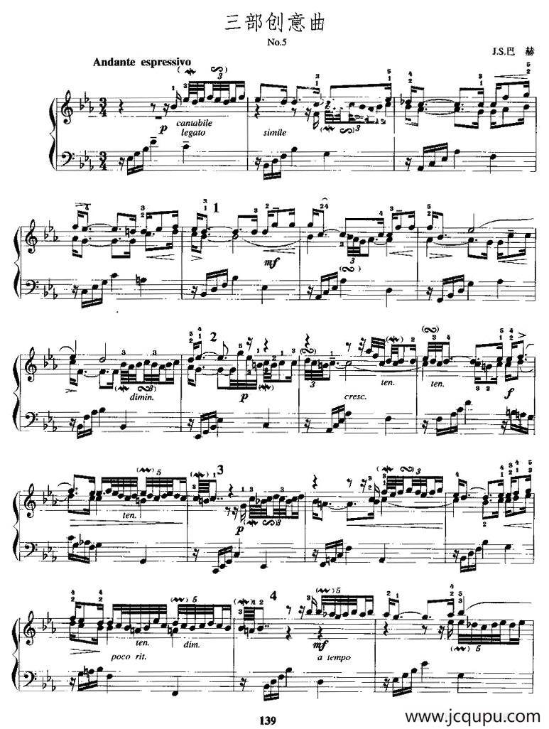三部创意曲 No.5简谱