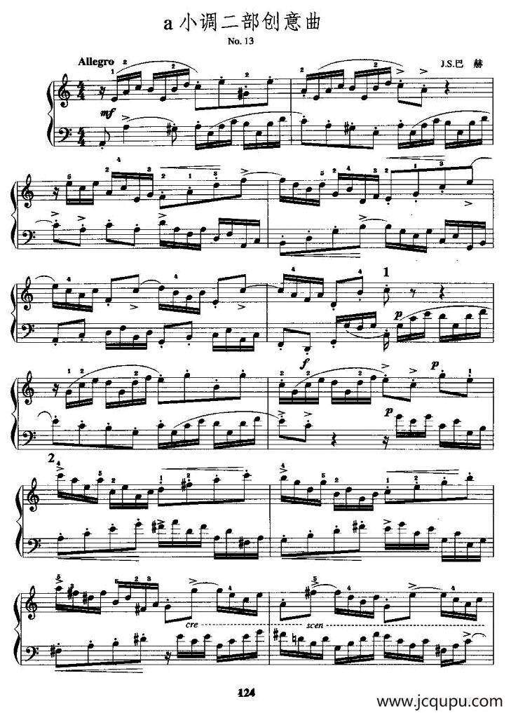 a小调二部创意曲 No.13简谱