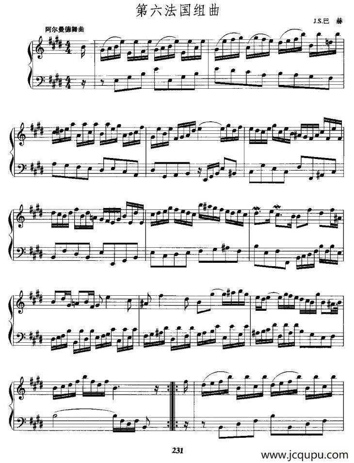 第六法国组曲简谱