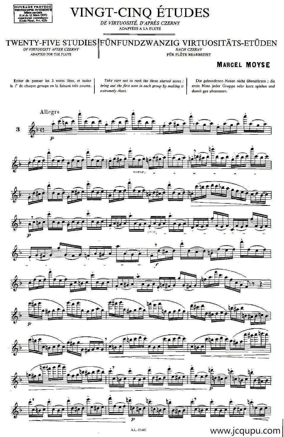 Moyse - 25 Studies after Czerny flute [3]（25首改编自车尔尼作品的练习曲）简谱
