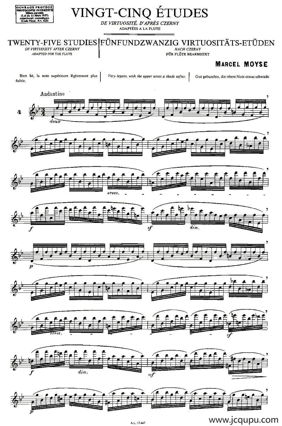 Moyse - 25 Studies after Czerny flute [4]（25首改编自车尔尼作品的练习曲）简谱