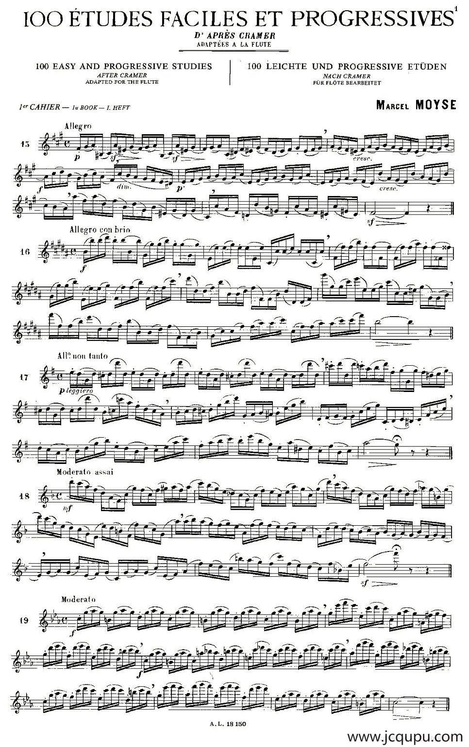 moyse - 100首练习曲之15—28简谱