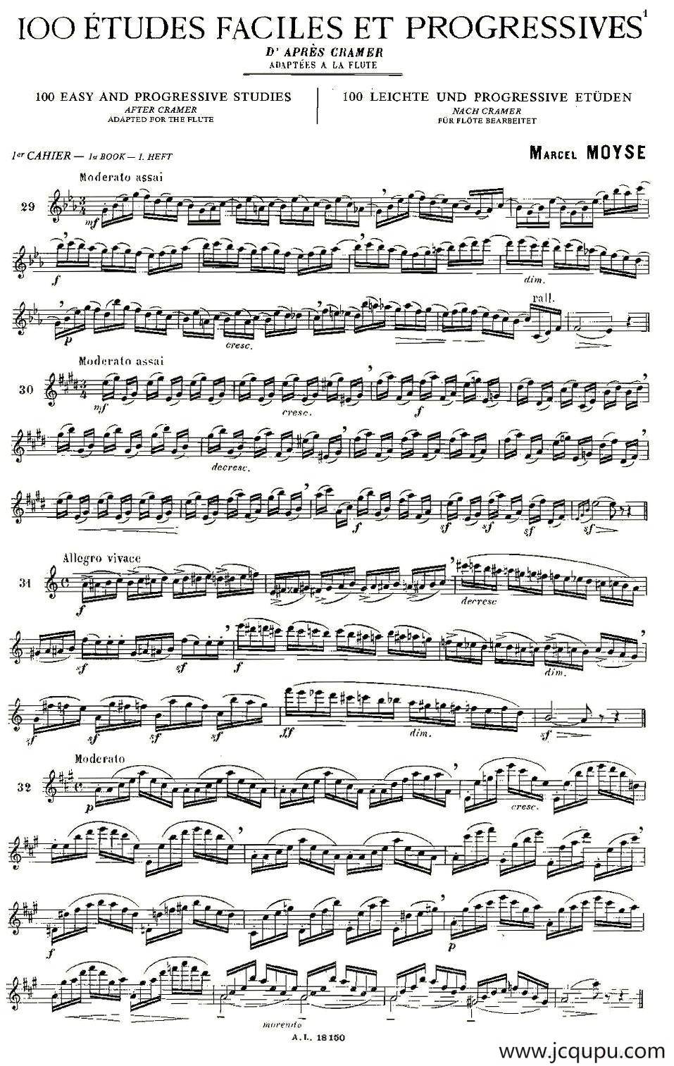 moyse - 100首练习曲之19—40简谱