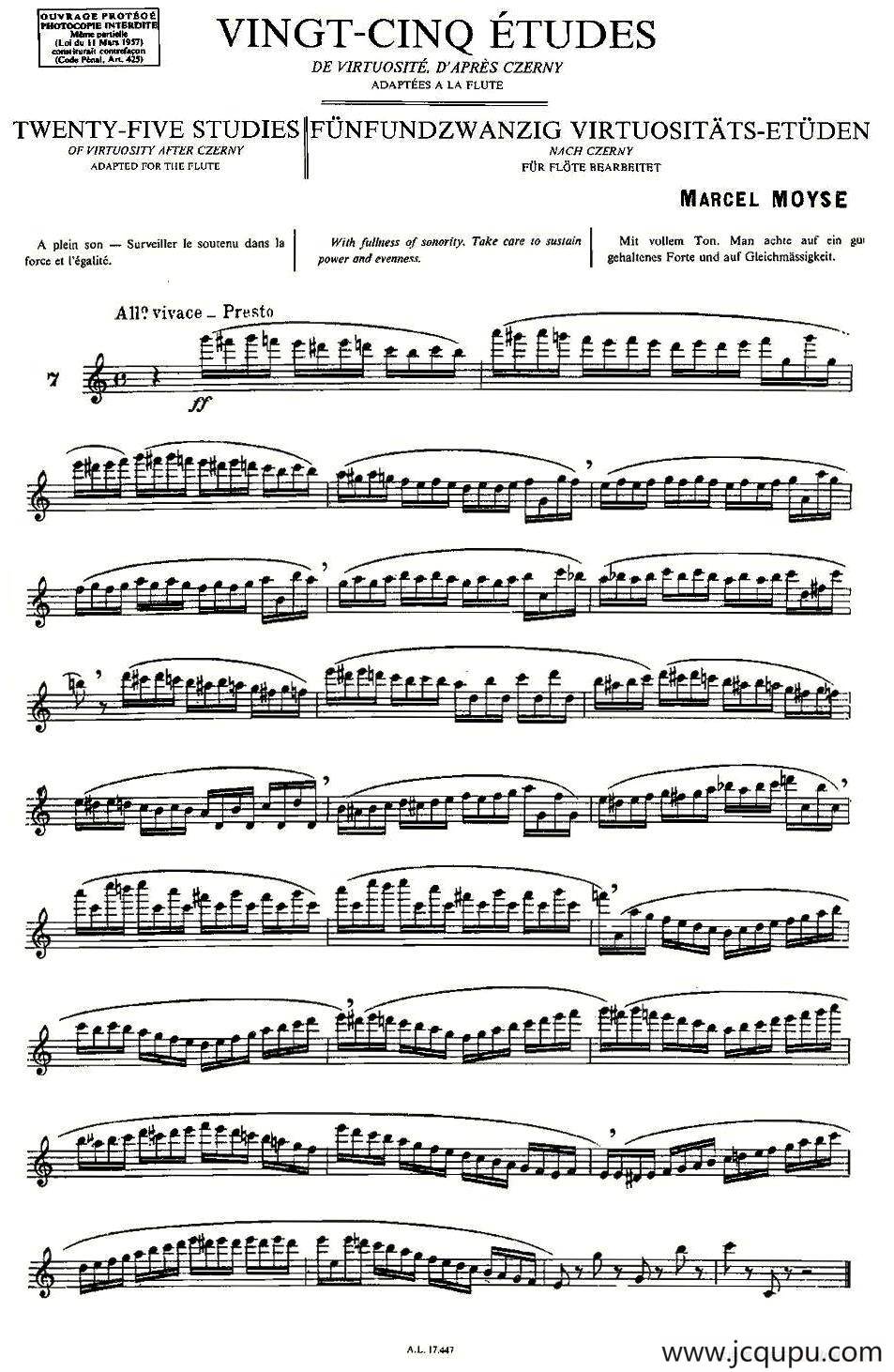 Moyse - 25 Studies after Czerny flute [7]（25首改编自车尔尼作品的练习曲）简谱