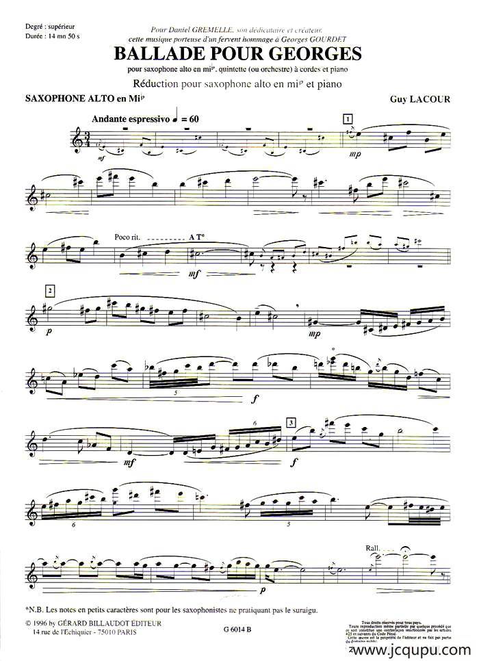 Ballade Pour Georges简谱