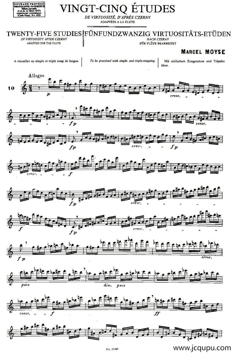 Moyse - 25 Studies after Czerny flute [10]（25首改编自车尔尼作品的练习曲）简谱