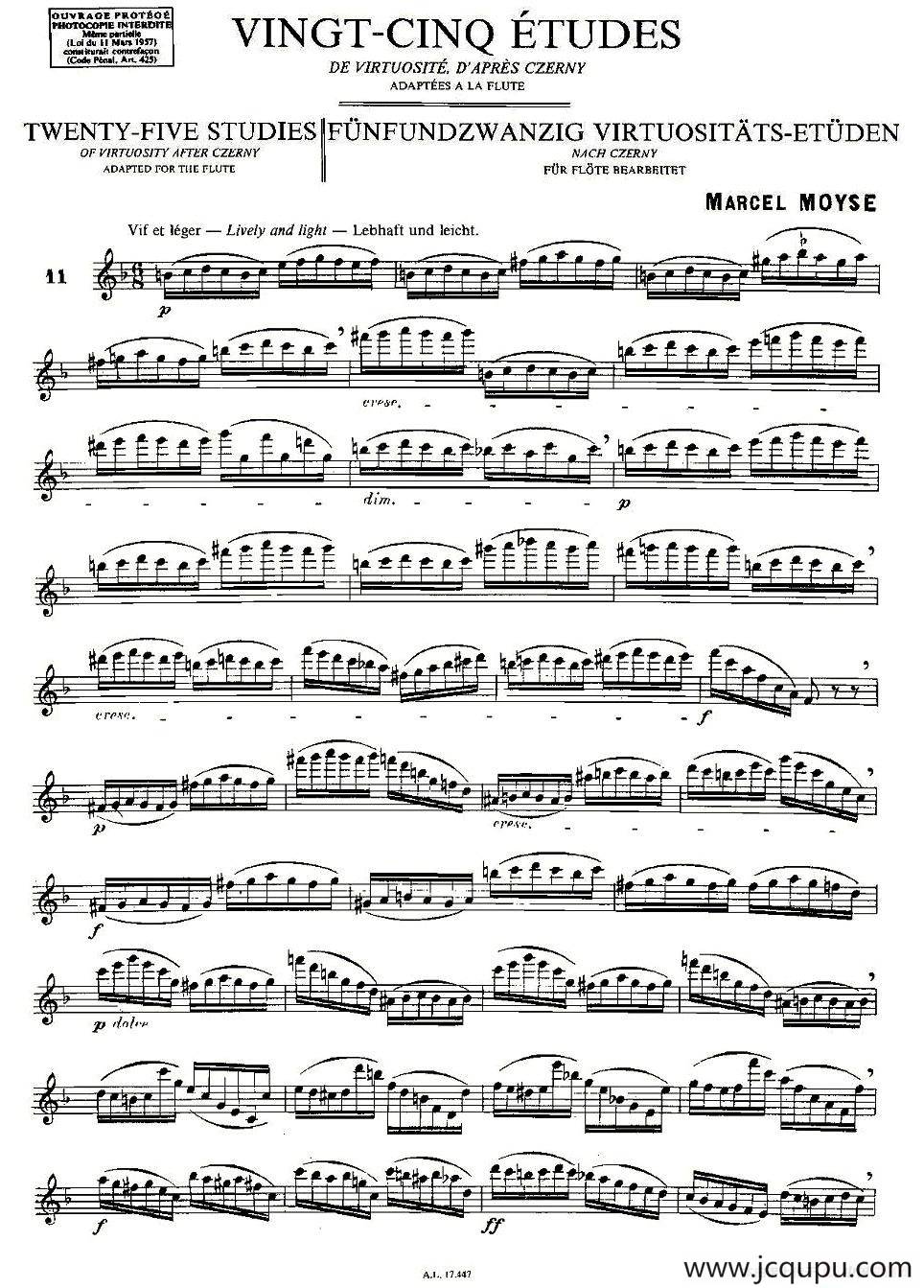Moyse - 25 Studies after Czerny flute [11]（25首改编自车尔尼作品的练习曲）简谱