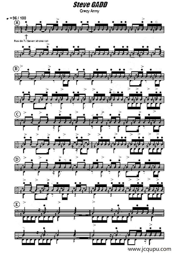 Steve Gadd - crazy army（鼓谱）简谱
