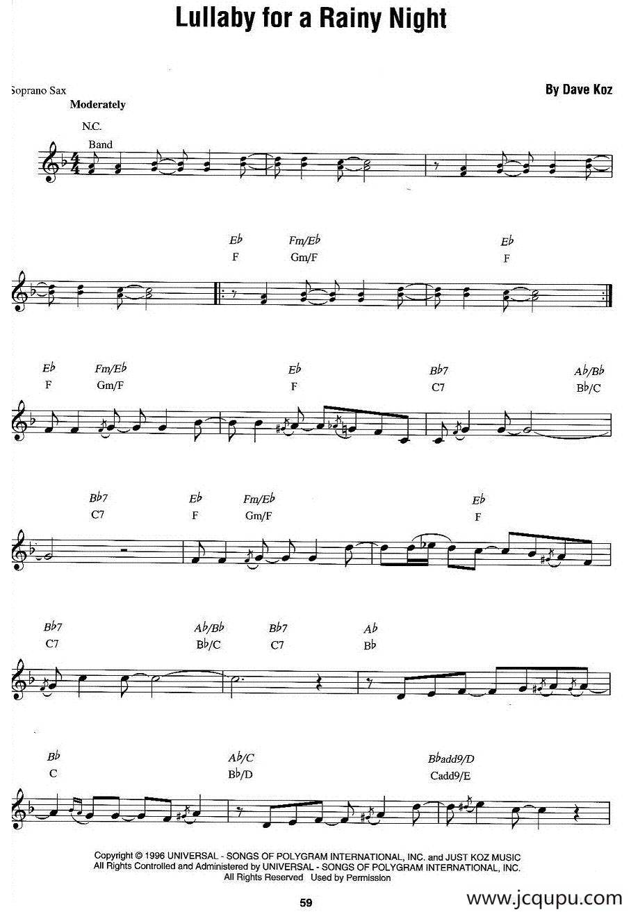 Lullaby for a Rainy Night简谱