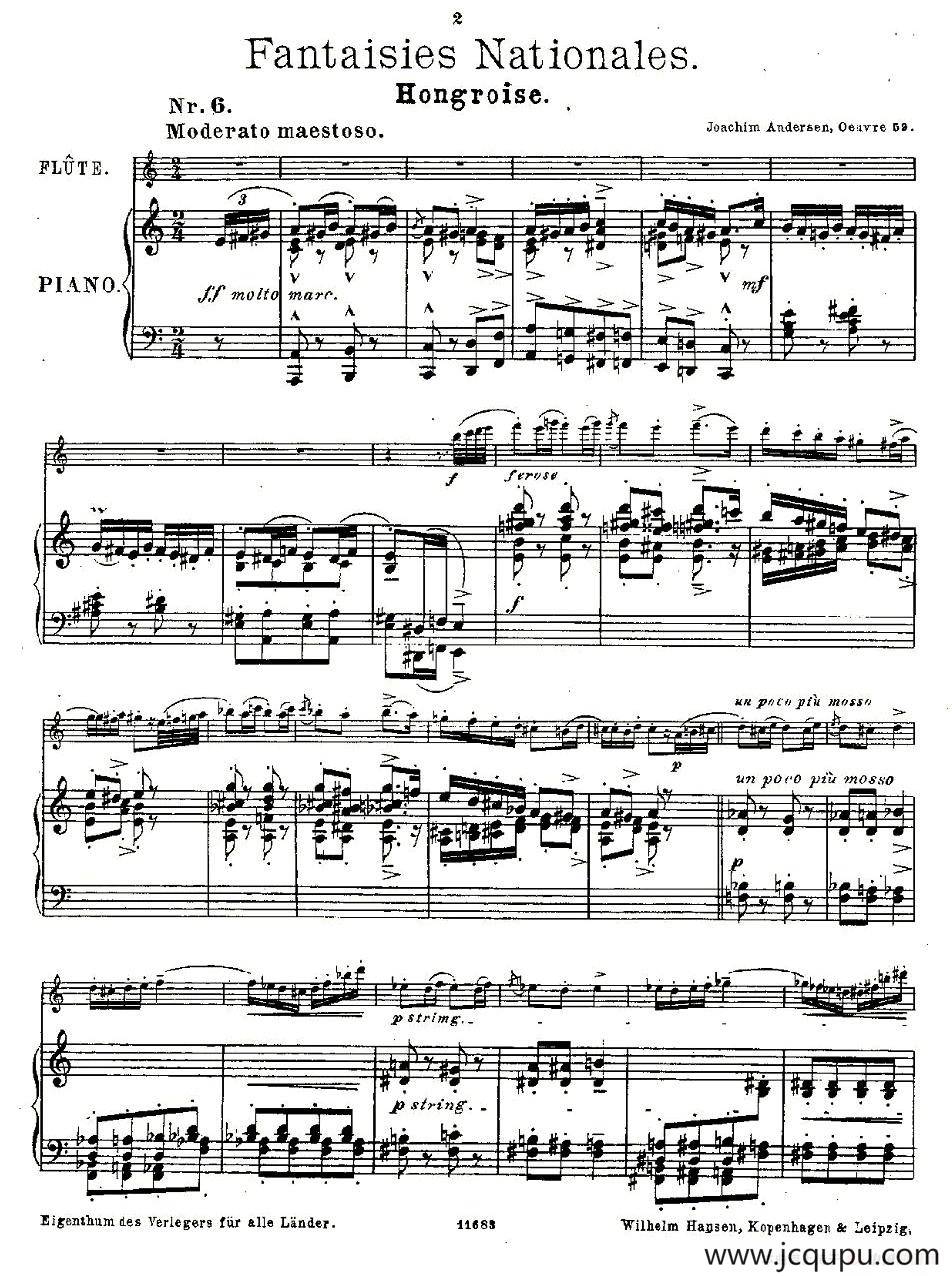 Fantaisies nationales. Op. 59, 6. （长笛+钢琴伴奏）简谱