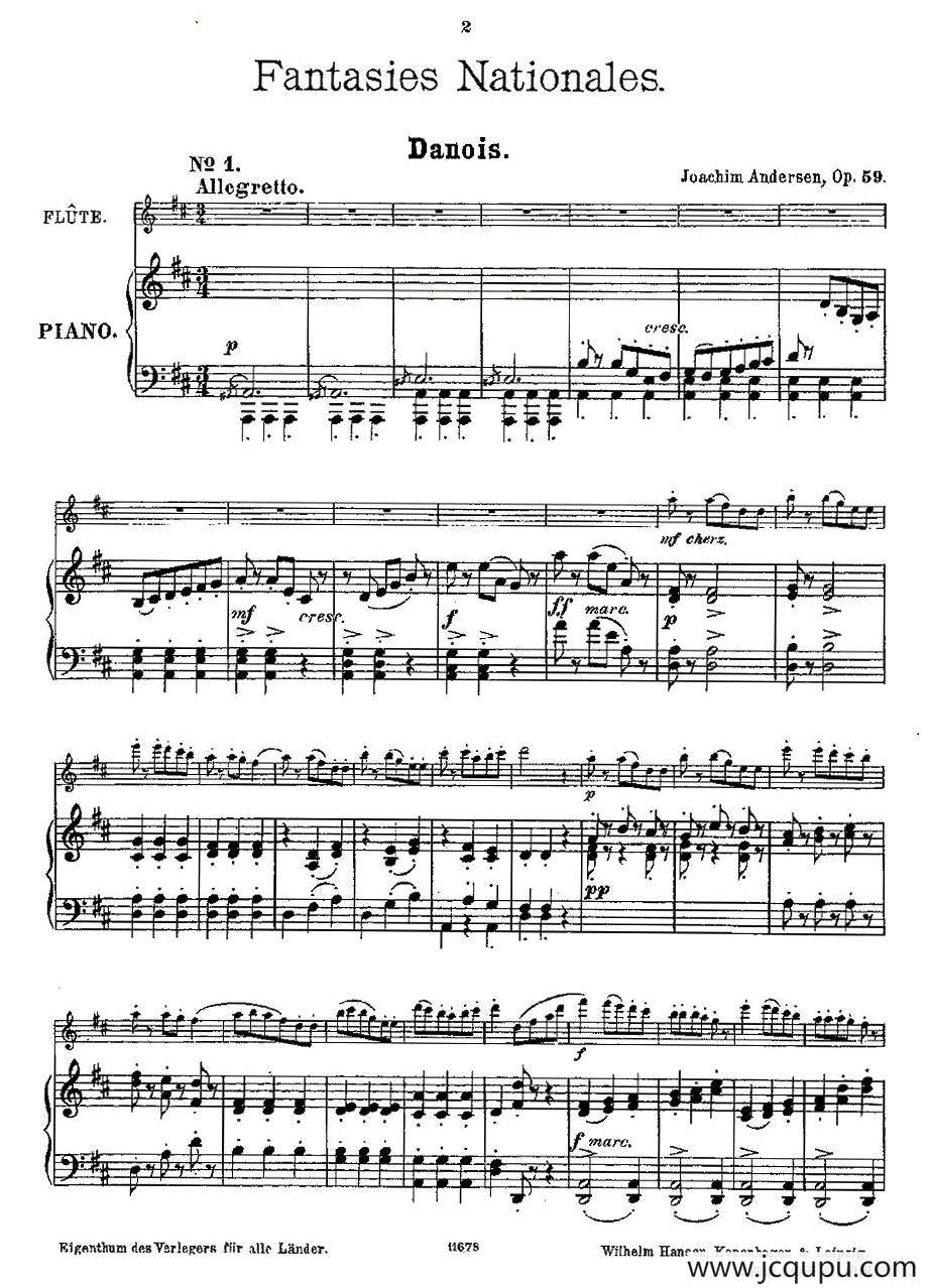 Fantaisies nationales. Op. 59, 1. （长笛+钢琴伴奏）简谱