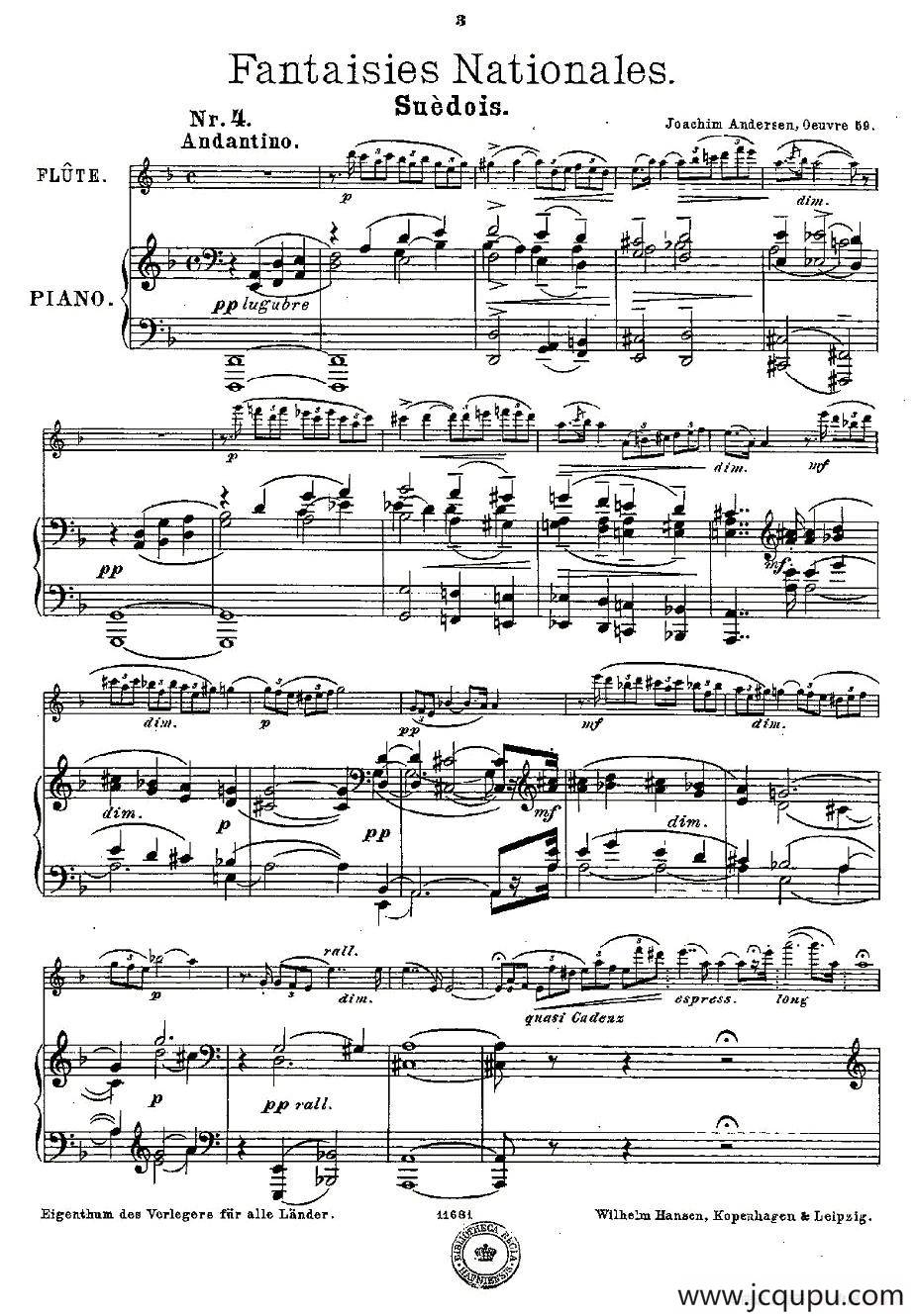 Fantaisies nationales. Op. 59, 4. （长笛+钢琴伴奏）简谱