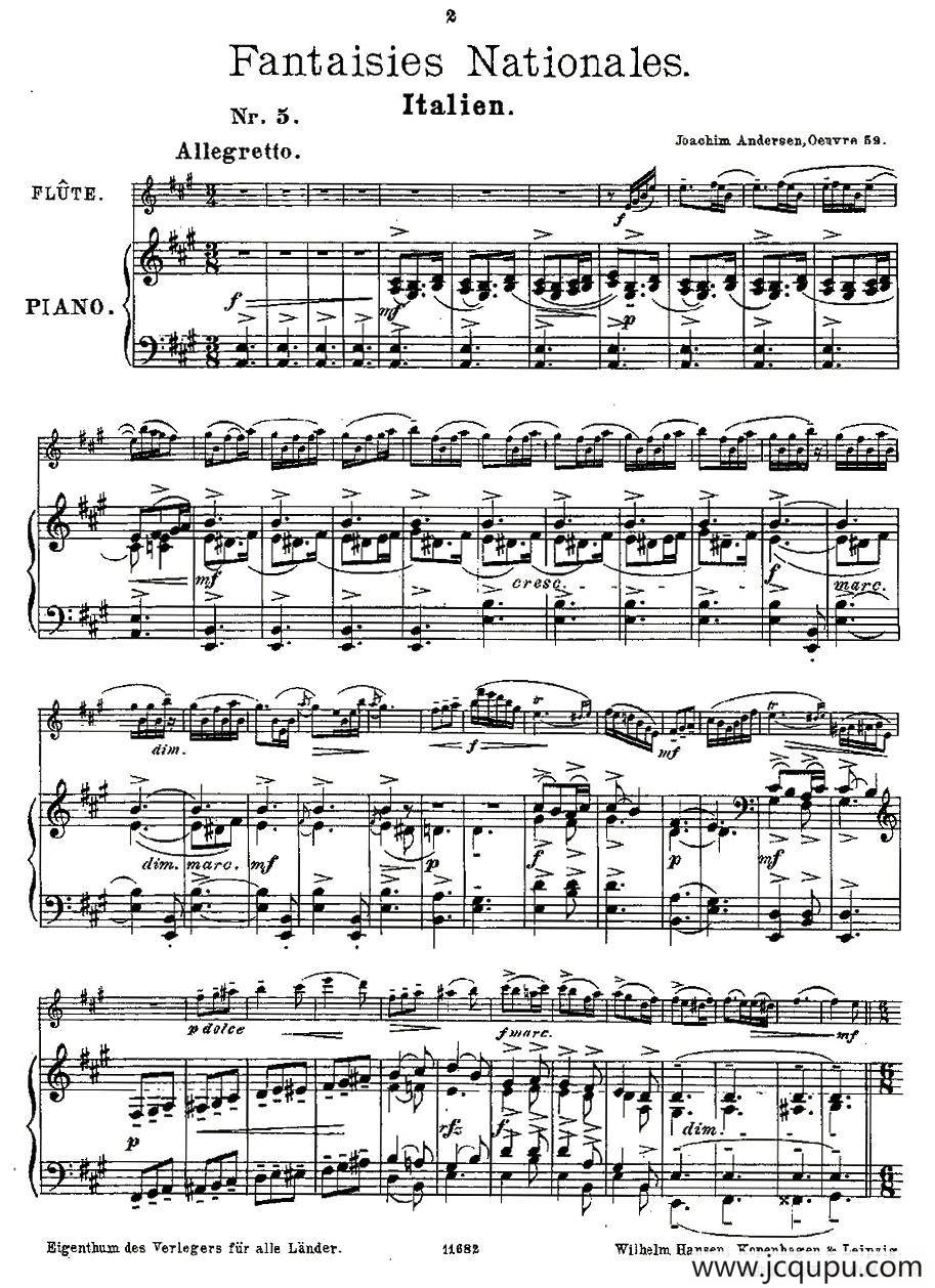 Fantaisies nationales. Op. 59, 5.（长笛+钢琴伴奏）简谱