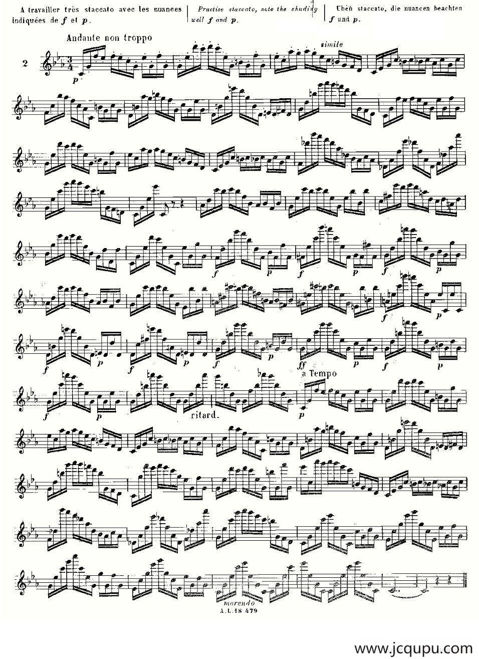 基于维尼亚夫斯基练习曲的10首长笛练习曲之2（Moyse - 10 Studies After Wieniawski）简谱