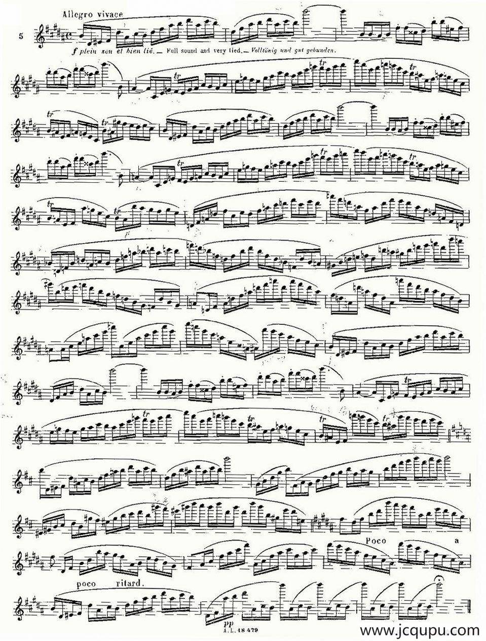 基于维尼亚夫斯基练习曲的10首长笛练习曲之5（Moyse - 10 Studies After Wieniawski）简谱