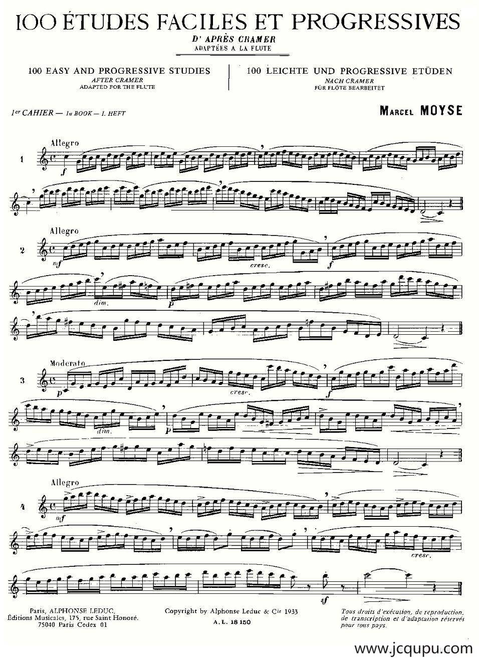 简易音阶练习100首之1-19（moyse - 100 studies after cramer）简谱