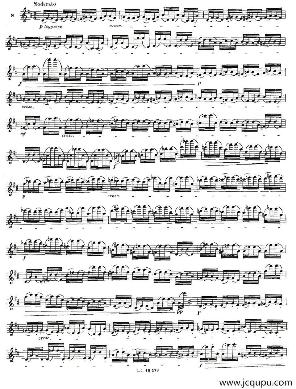 基于维尼亚夫斯基练习曲的10首长笛练习曲之8（Moyse - 10 Studies After Wieniawski）简谱