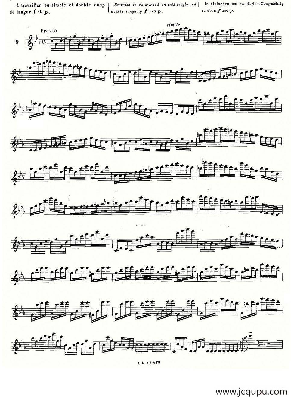 基于维尼亚夫斯基练习曲的10首长笛练习曲之9（Moyse - 10 Studies After Wieniawski）简谱