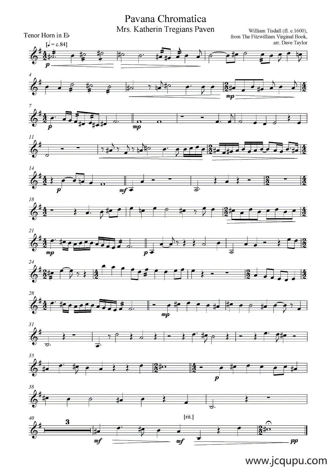 Pavana Chromatica（次中音号）简谱