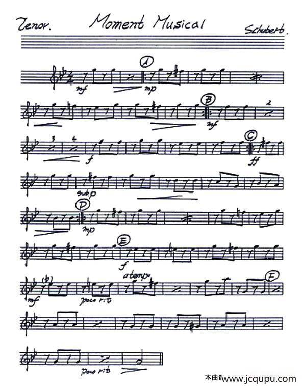 Moment Muical（音乐瞬间）（四重奏分谱）简谱