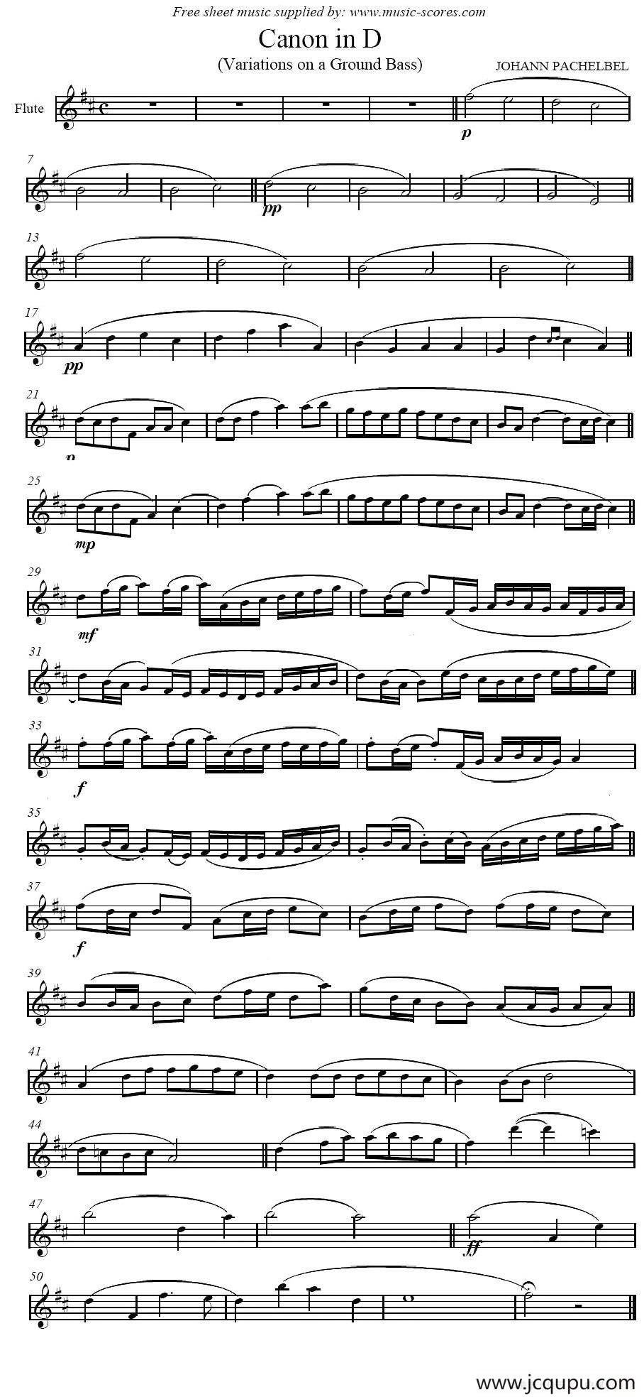 Canon in D（卡农）简谱