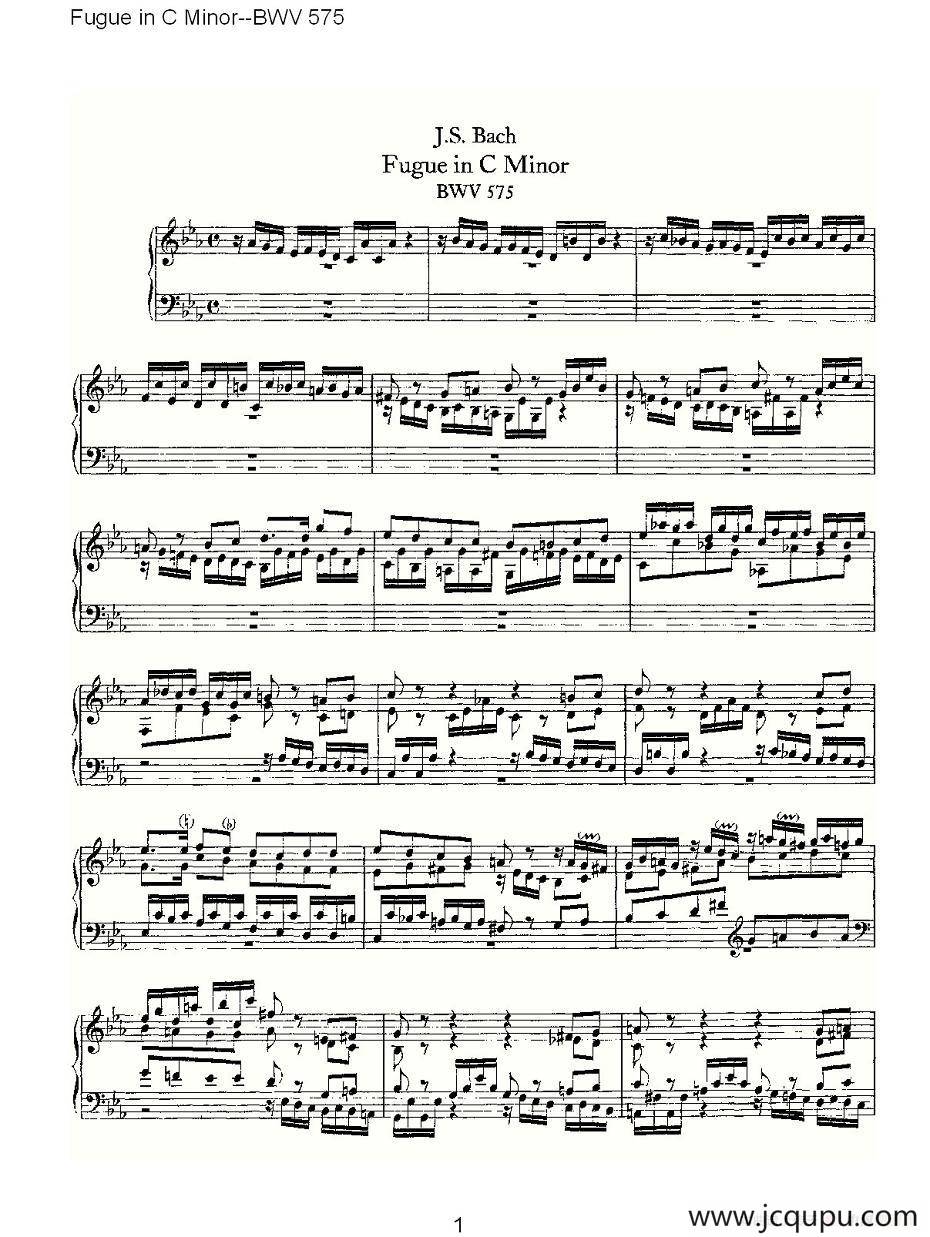  Fugue in C Minor--BWV 575 （管风琴谱）简谱