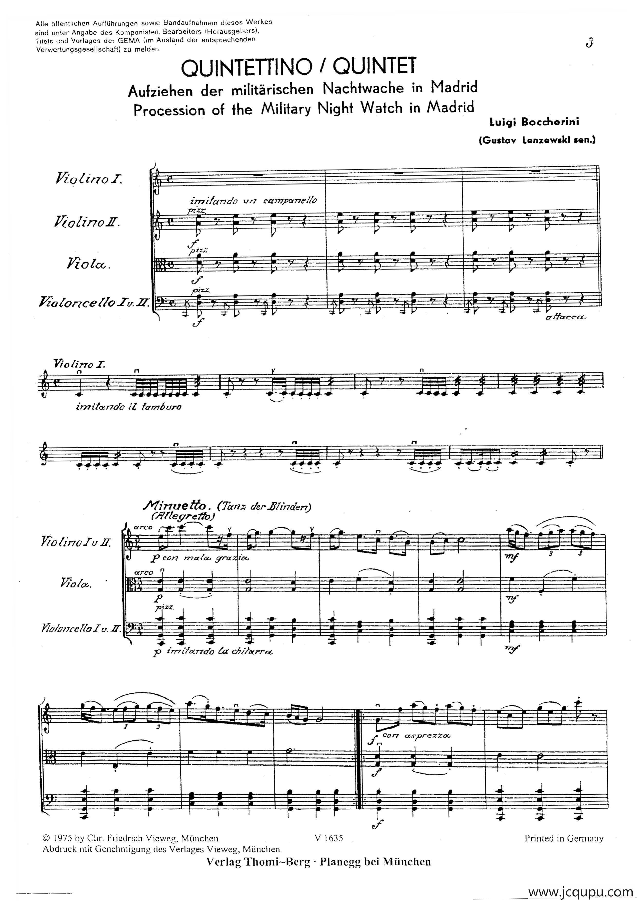 马德里街道小夜曲（弦乐四重奏）简谱