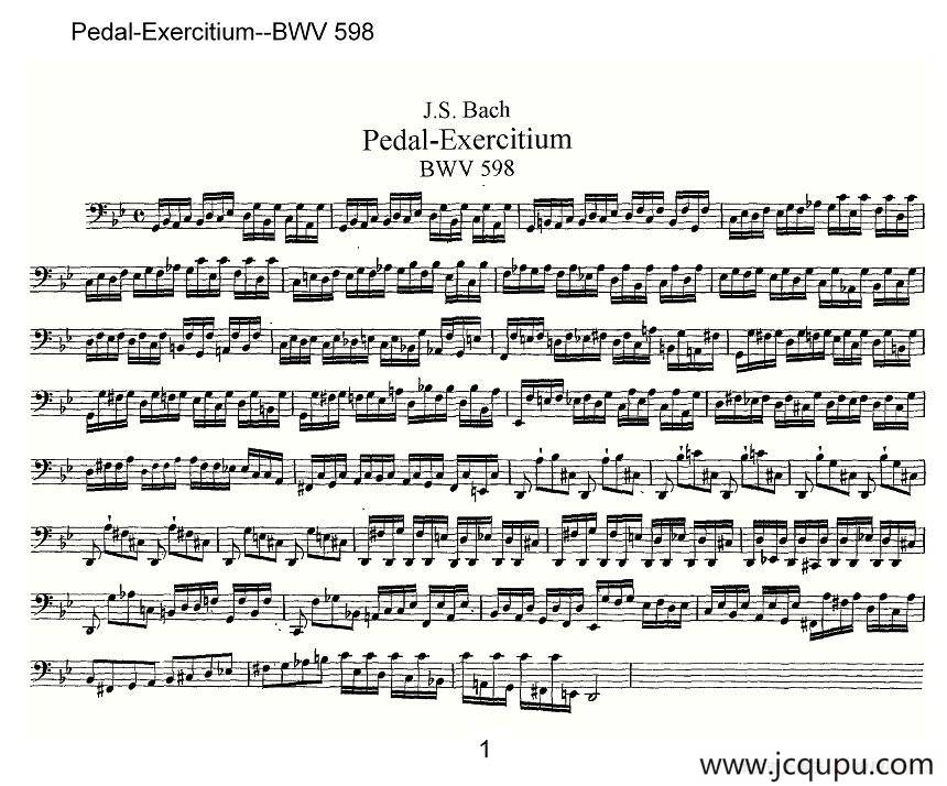 Pedal-Exercitium--BWV 598（管风琴谱）简谱