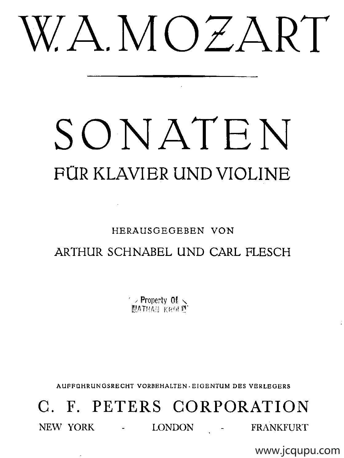 Mozart - Violin Sonata No.5, KV. 302（第五小提琴奏鸣曲）简谱