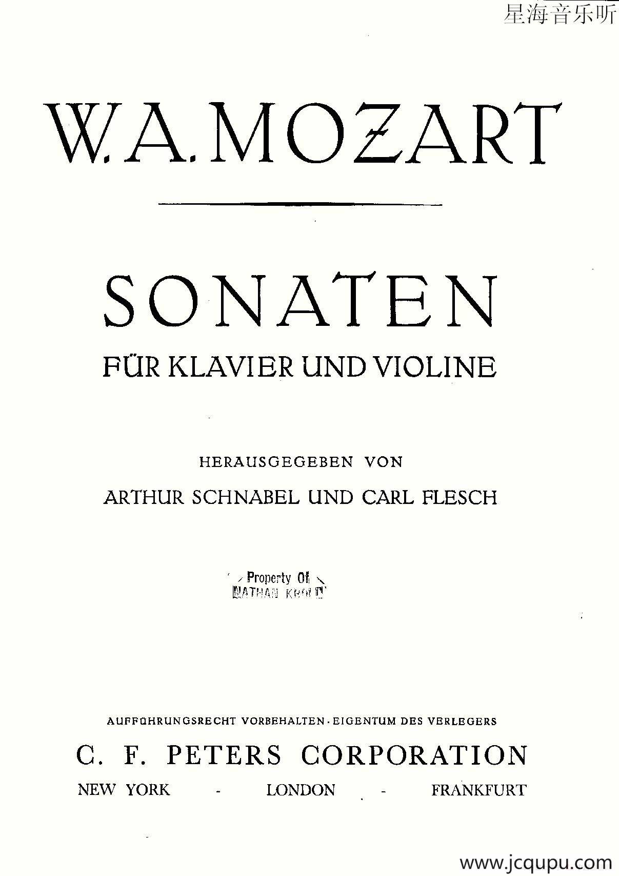 Mozart - Violin Sonata No.3, KV. 306（第三小提琴奏鸣曲）简谱