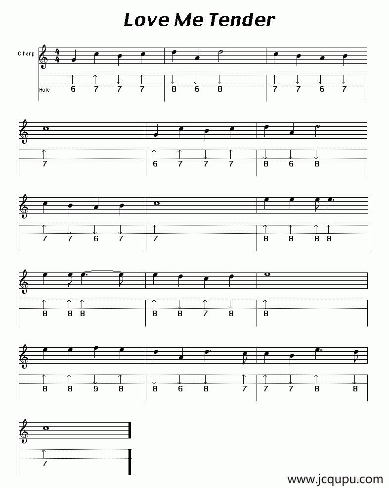 Love Me Tender（布鲁斯）简谱