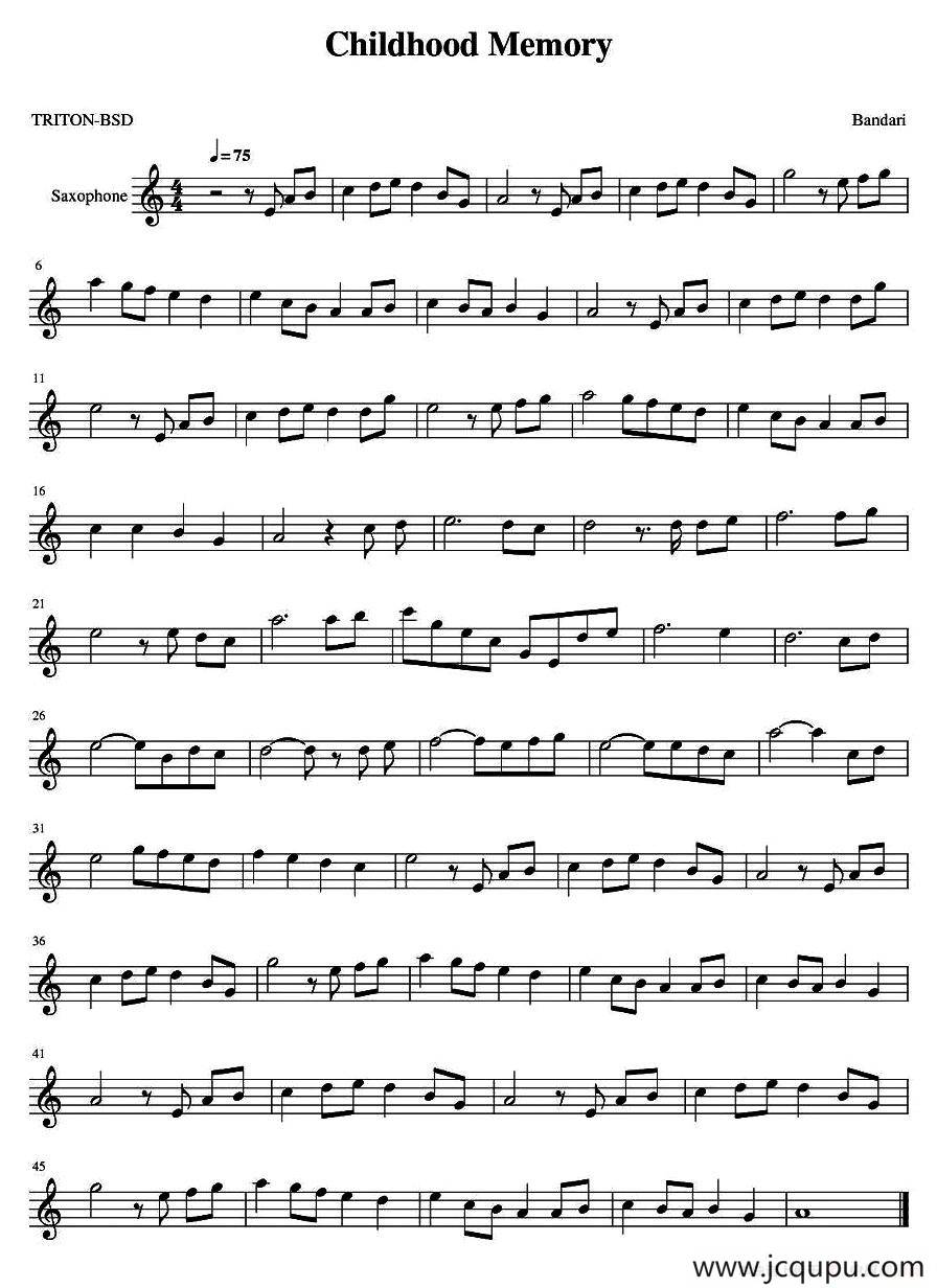 Childhood Memory（童年）简谱