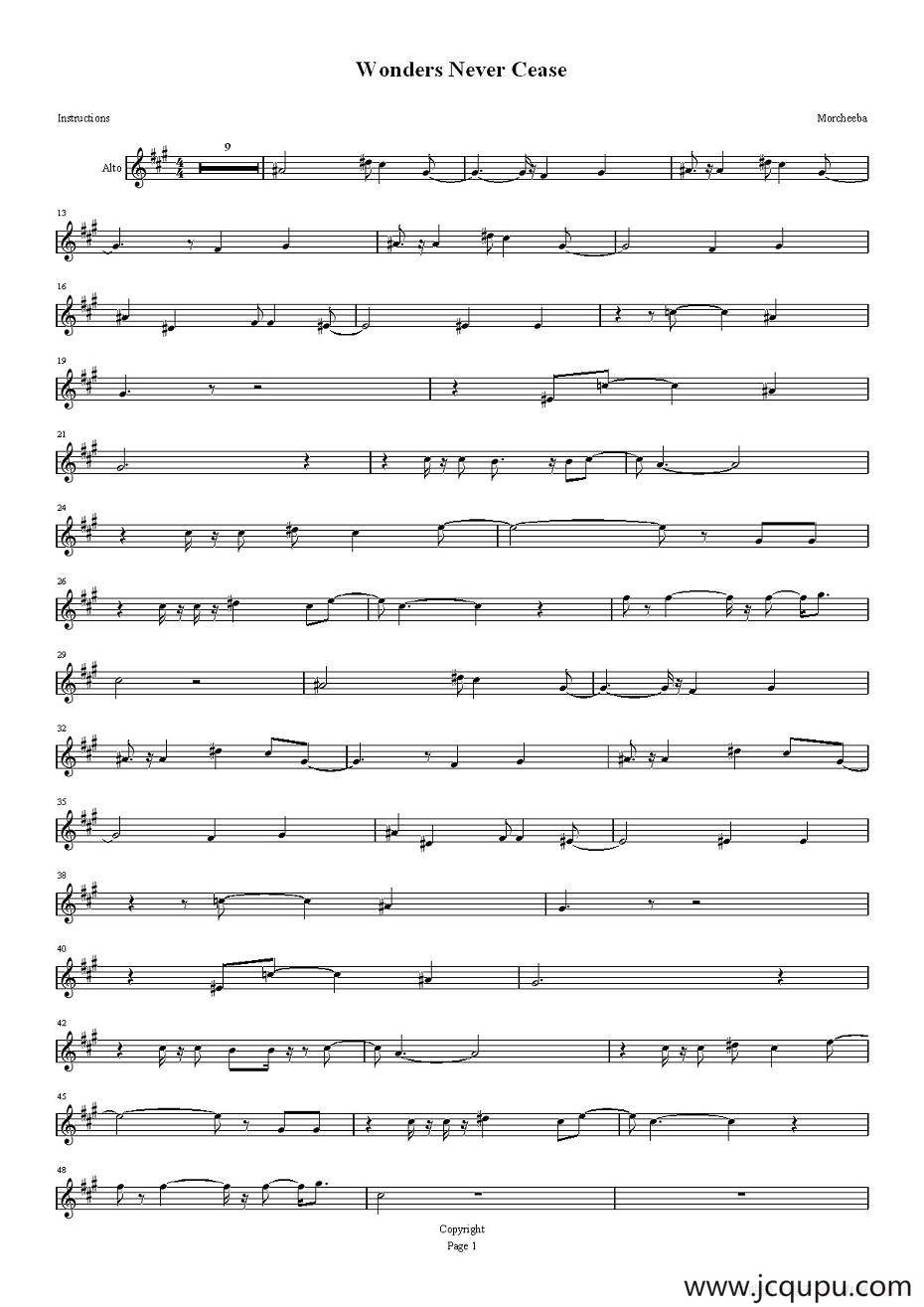  Morcheeba - Wonder Never Cease简谱