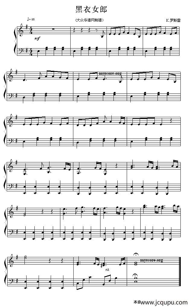 黑衣女郎简谱