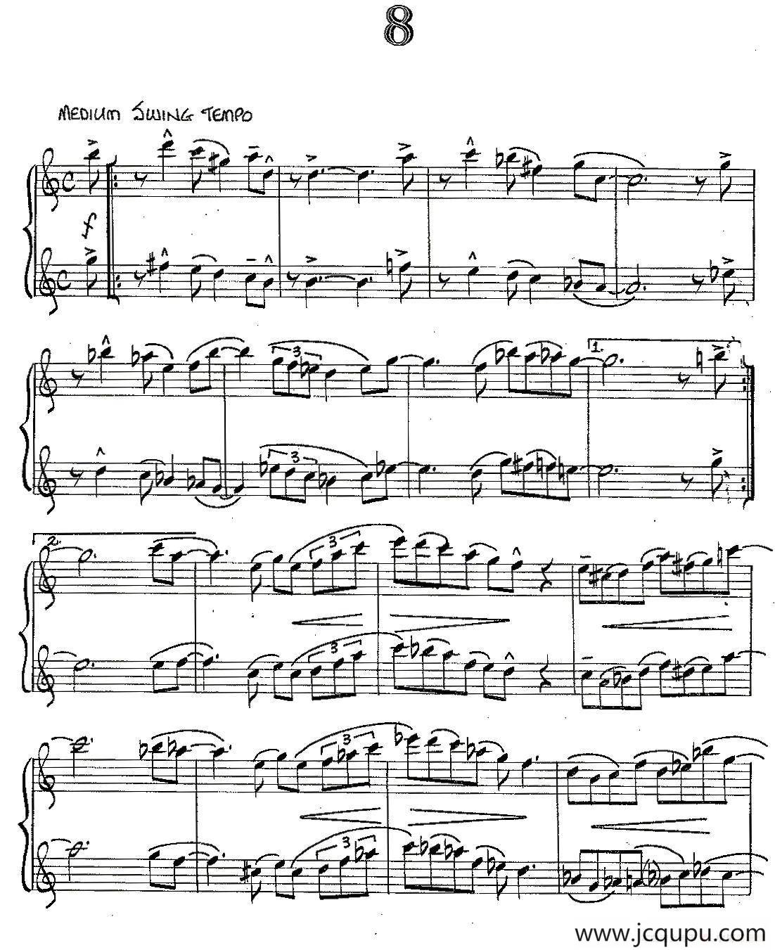 Jazz Conception For Saxophone Duets - 8（二重奏）简谱