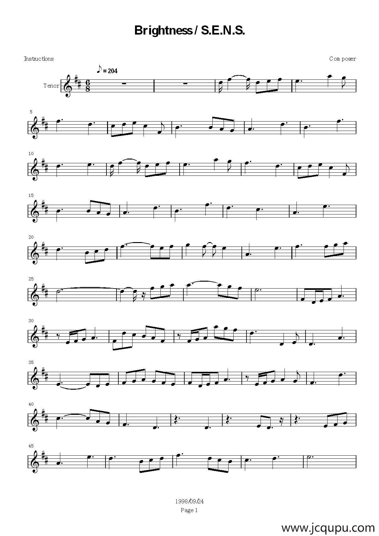 Brigh tness/S.E.N.S.简谱