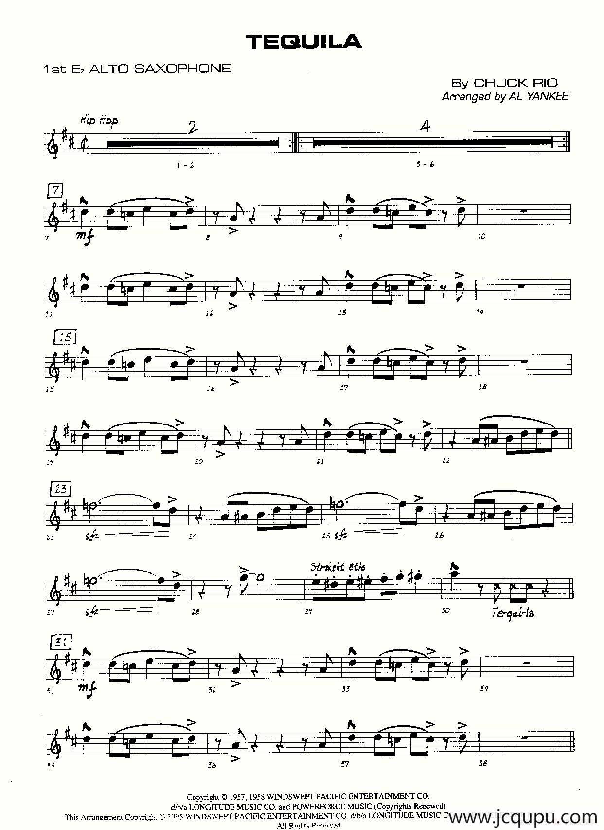 龙舌兰（爵士大乐队总分谱、总政军乐团演奏版）简谱