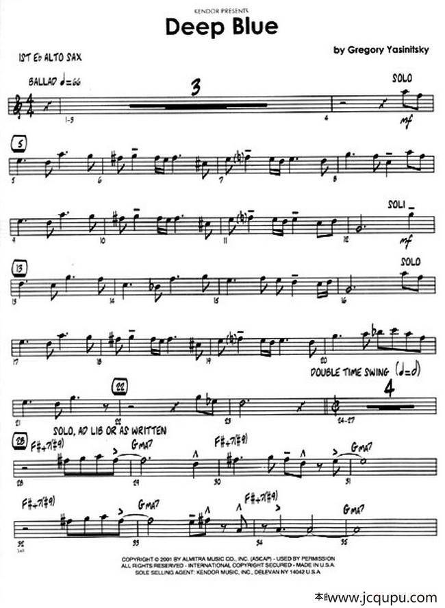 Deep Blue（深蓝色）简谱