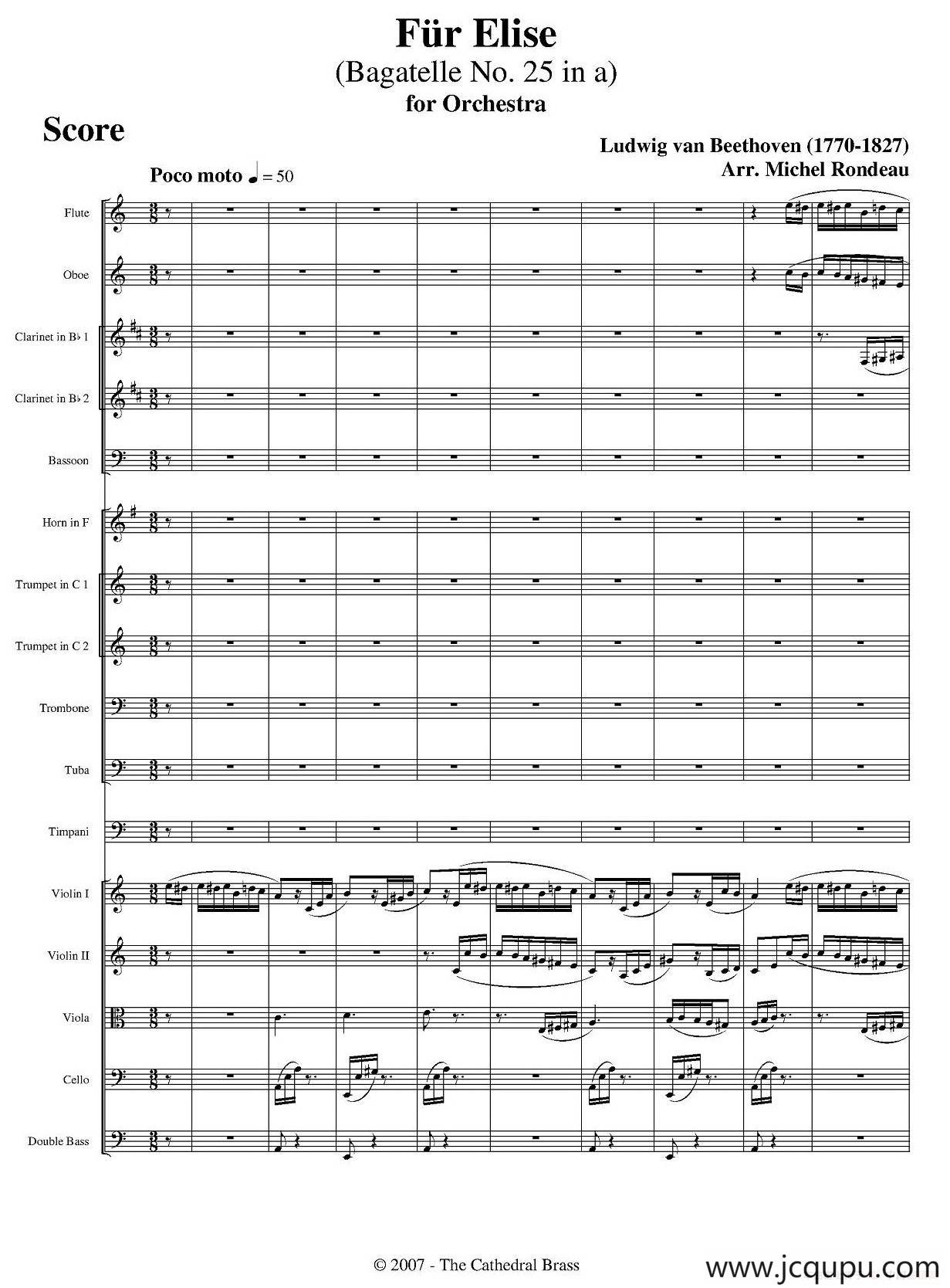 致爱丽丝（管弦乐总谱）简谱