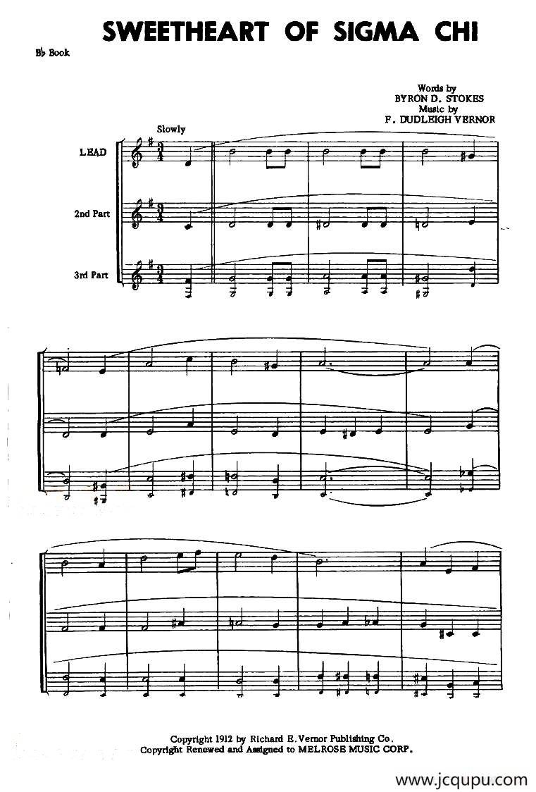 SWEETHEART OF SIGMA CHI简谱