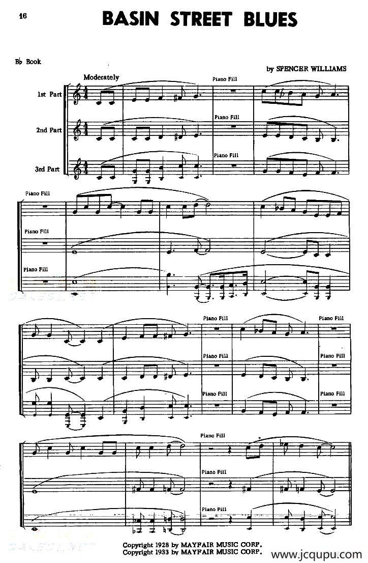 BASIN STREET BLUES 简谱