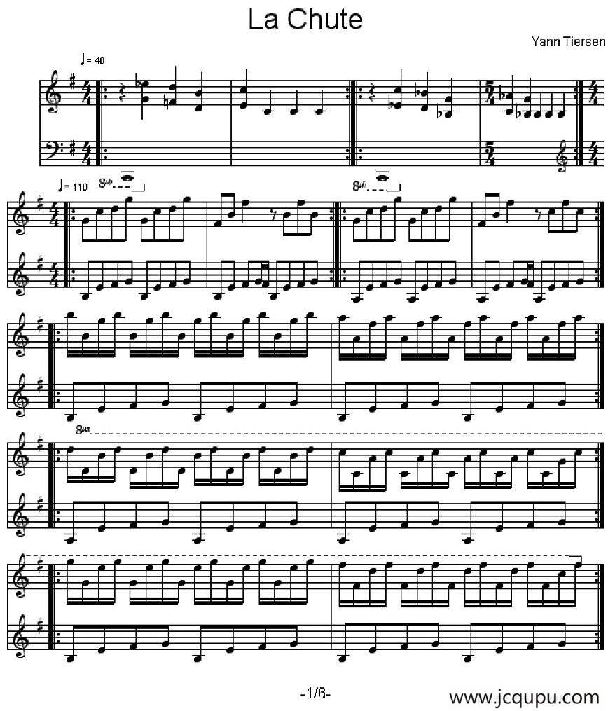 La Chute简谱