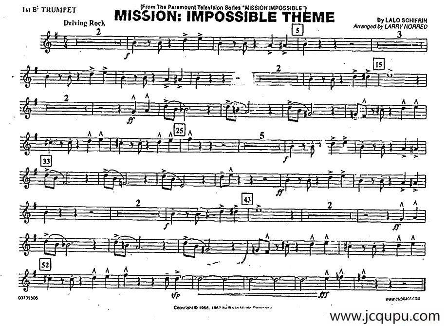 MISSION:IMPOSSIBLE THEME（分谱：第一小号）简谱