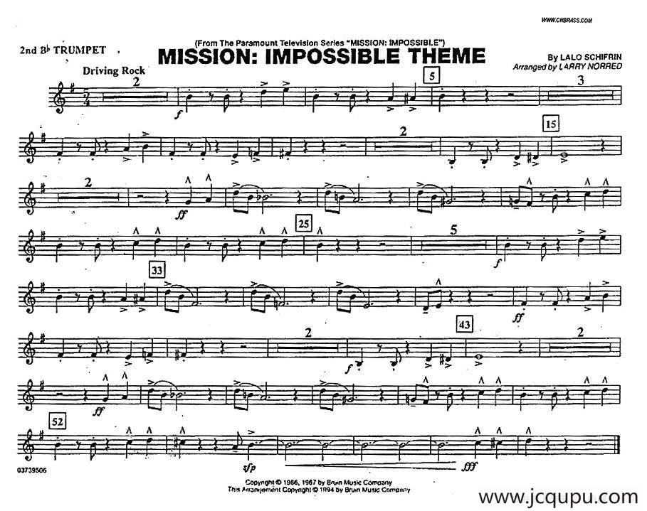 MISSION:IMPOSSIBLE THEME（分谱：第二小号）简谱