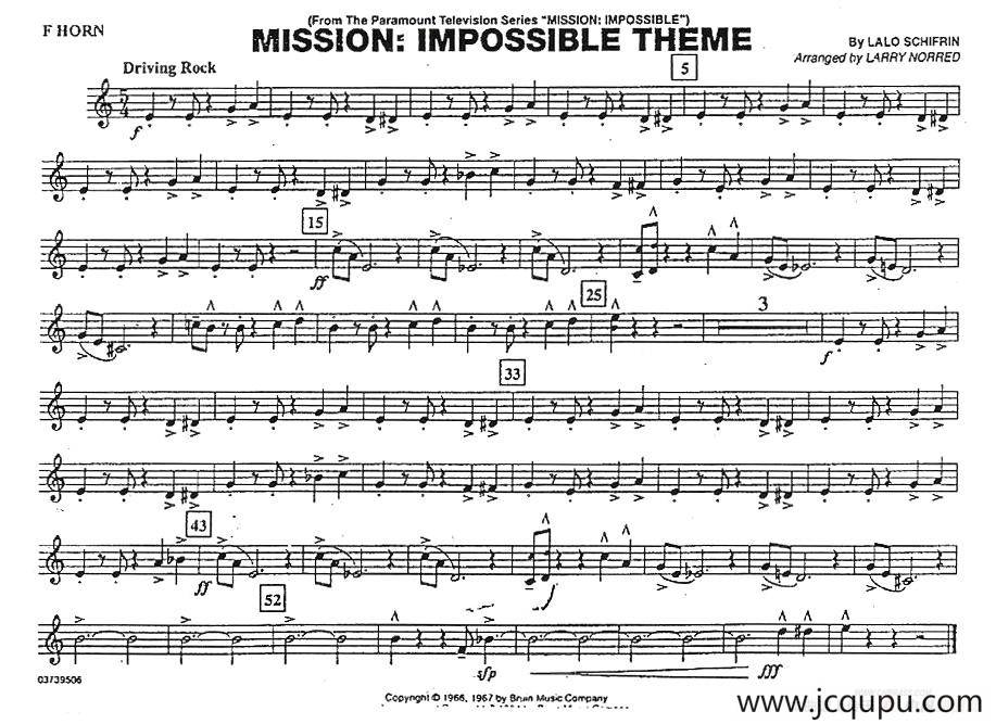 MISSION:IMPOSSIBLE THEME（分谱：法国号）简谱