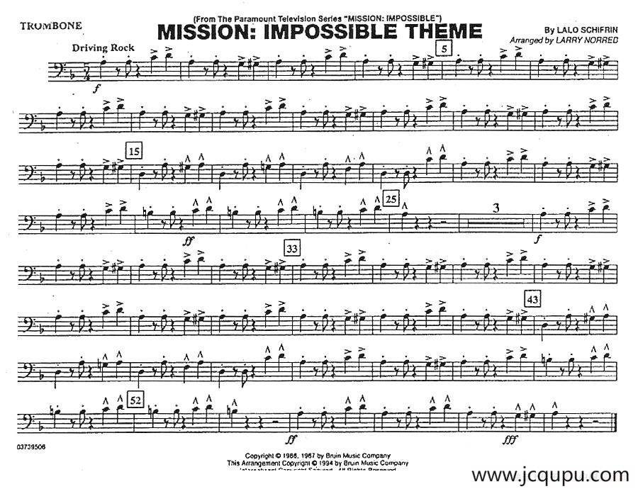MISSION:IMPOSSIBLE THEME（分谱：长号）简谱