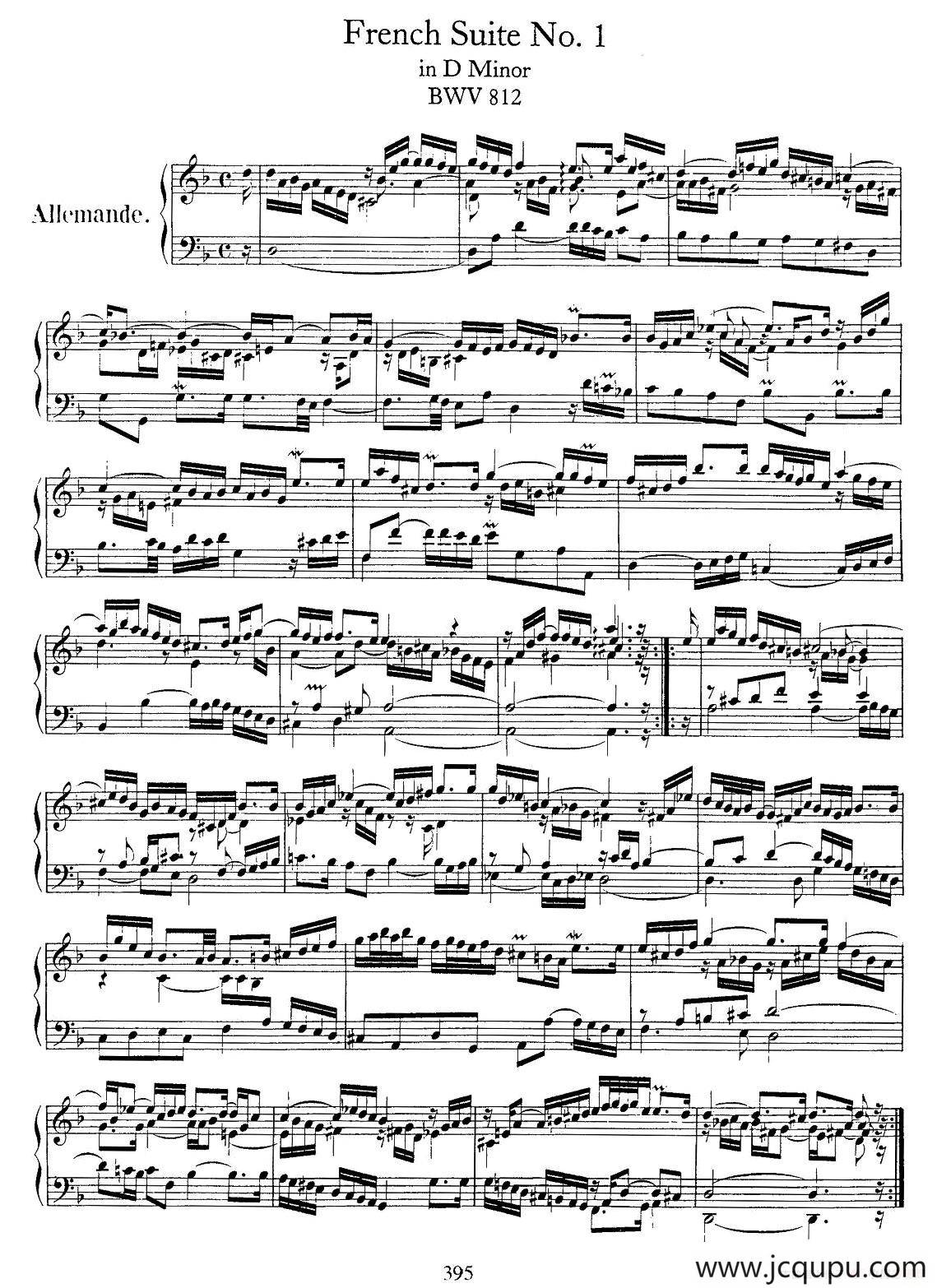 法国组曲之一：d小调简谱