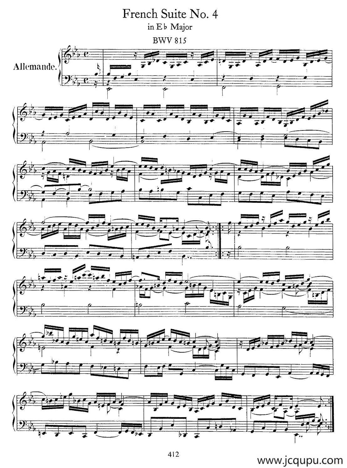 法国组曲之四：bE大调简谱