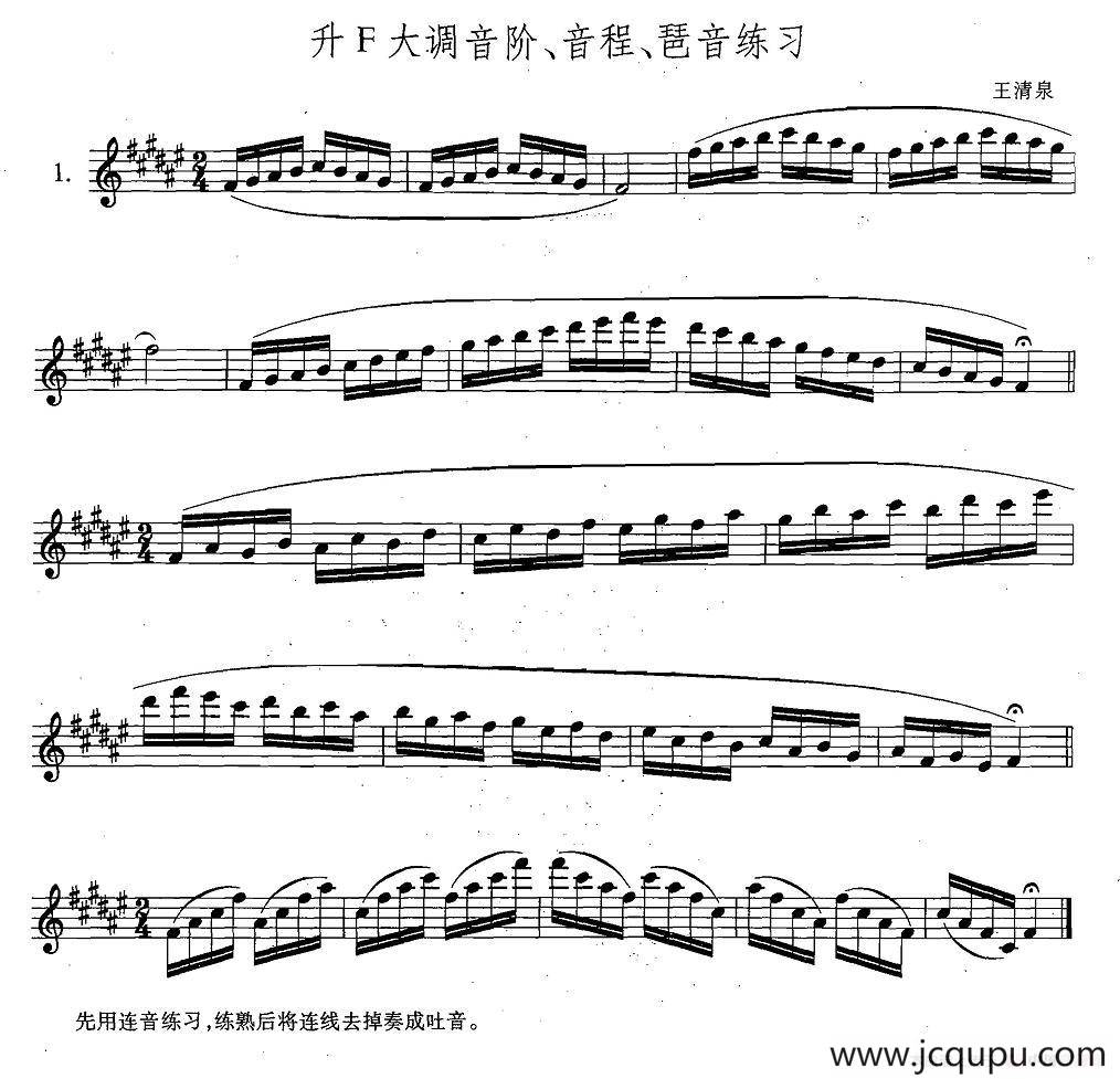 萨克斯练习曲合集（5—1）升F大调音阶、音程、琶音练习简谱