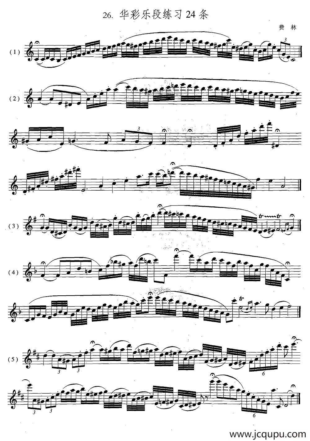 萨克斯练习曲合集（5—26）华彩乐段练习24条简谱